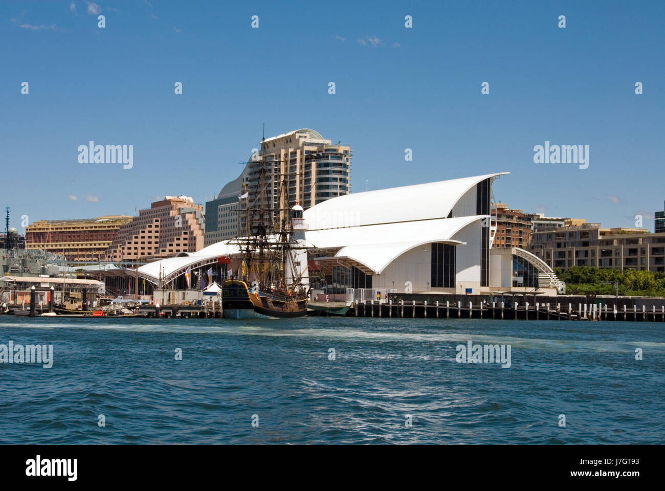 Stadt Stadt moderne moderne Hafen Hotels Australien Bucht Skyline Stil blau Stockfoto