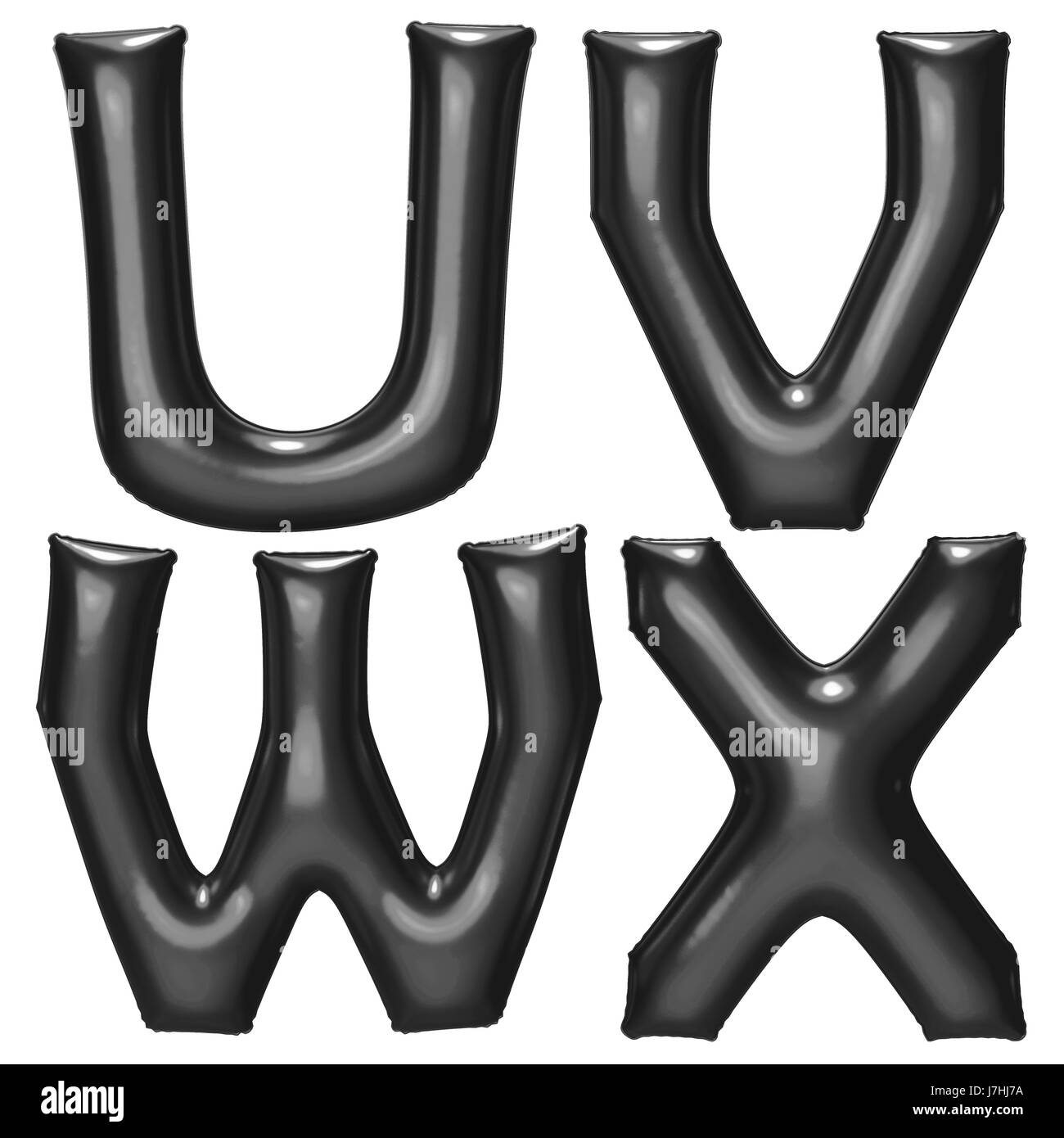 Schwarzen Alphabet Folie Ballon mit Beschneidungspfad festlegen Stockfoto