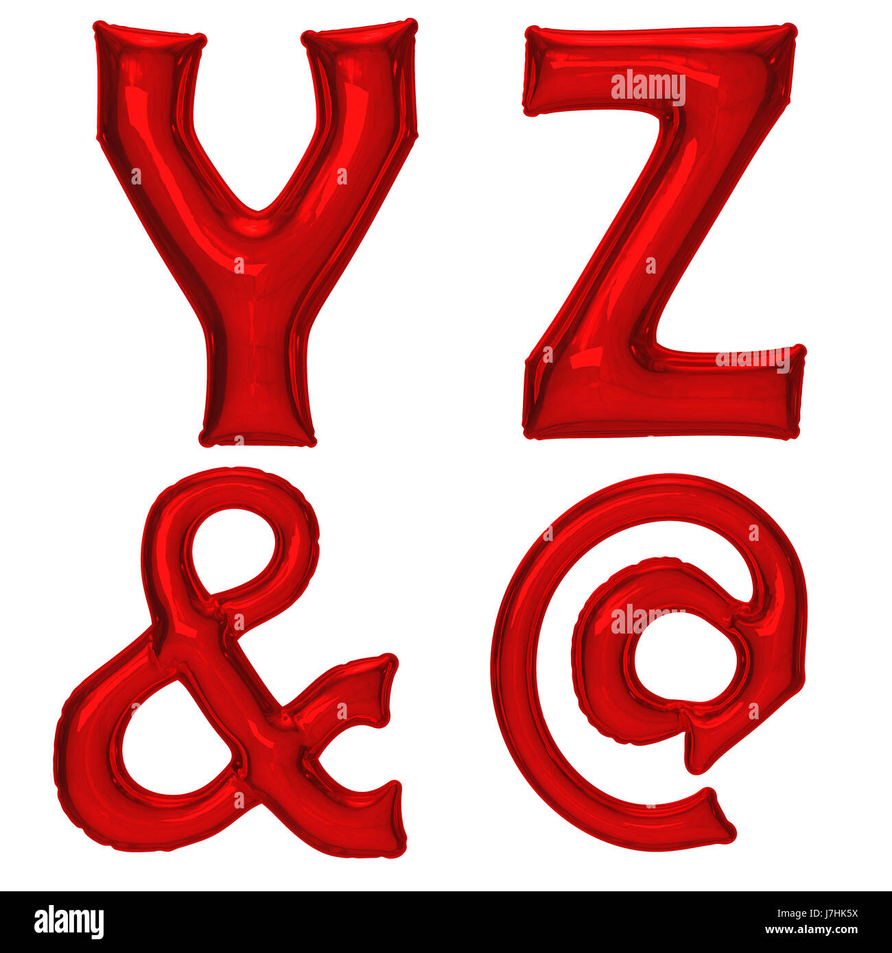 Rote Alphabet Folie Ballon mit Beschneidungspfad festlegen Stockfoto