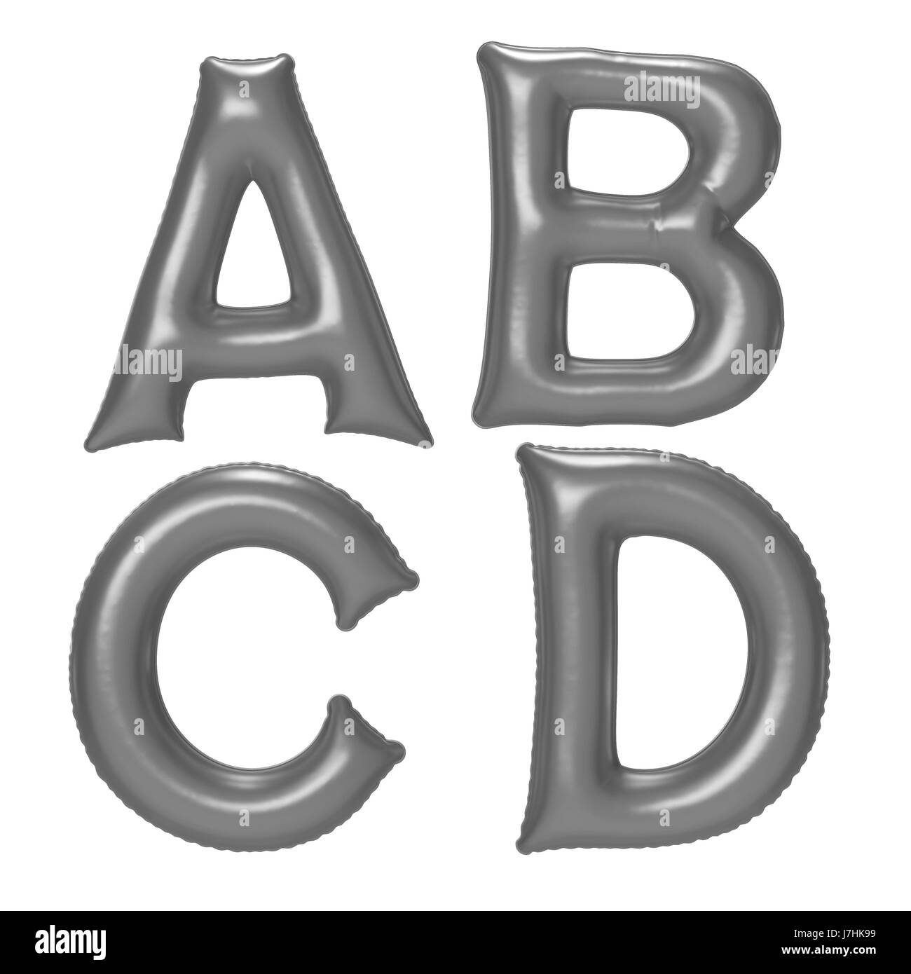 Silber Alphabet Folie Ballon mit Beschneidungspfad festlegen Stockfoto