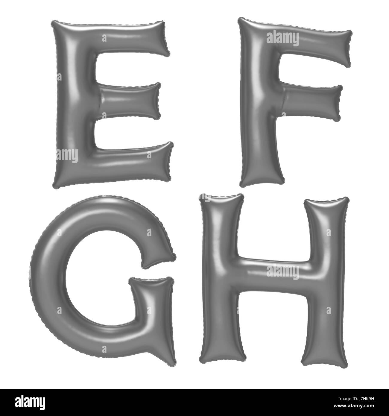 Silber Alphabet Folie Ballon mit Beschneidungspfad festlegen Stockfoto