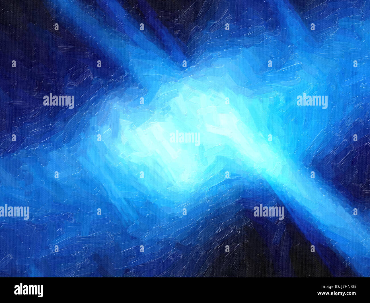 Blau leuchtende abstraktes UFO-Ölgemälde Stockfoto