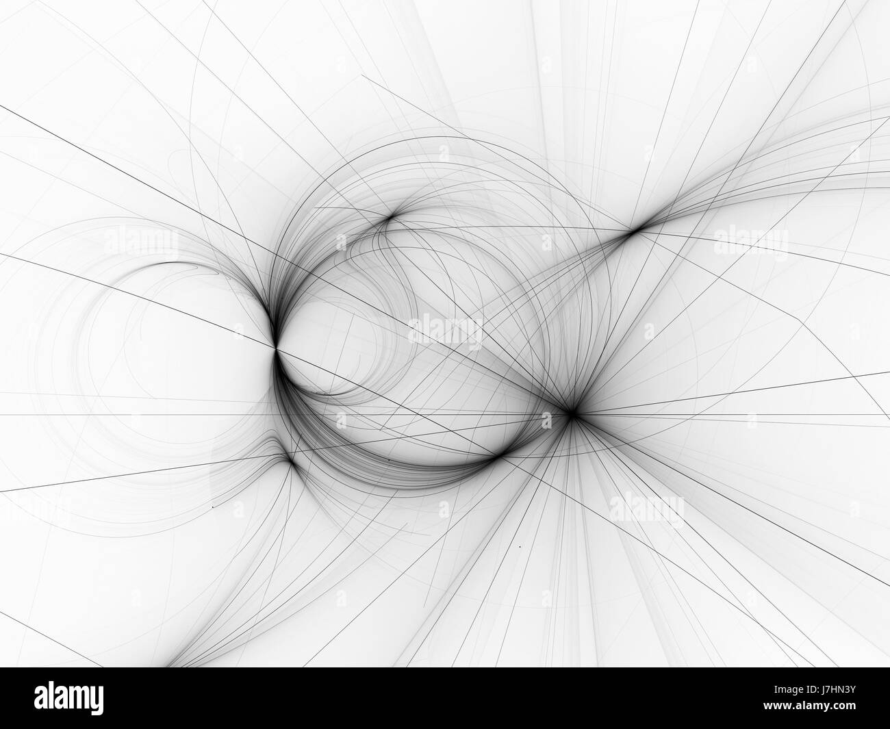 Galactic Plasma mit Schnittlinien im Raum, schwarze und weiße Textur invertiert, Computer generiert abstrakte 3D-Rendering Stockfoto
