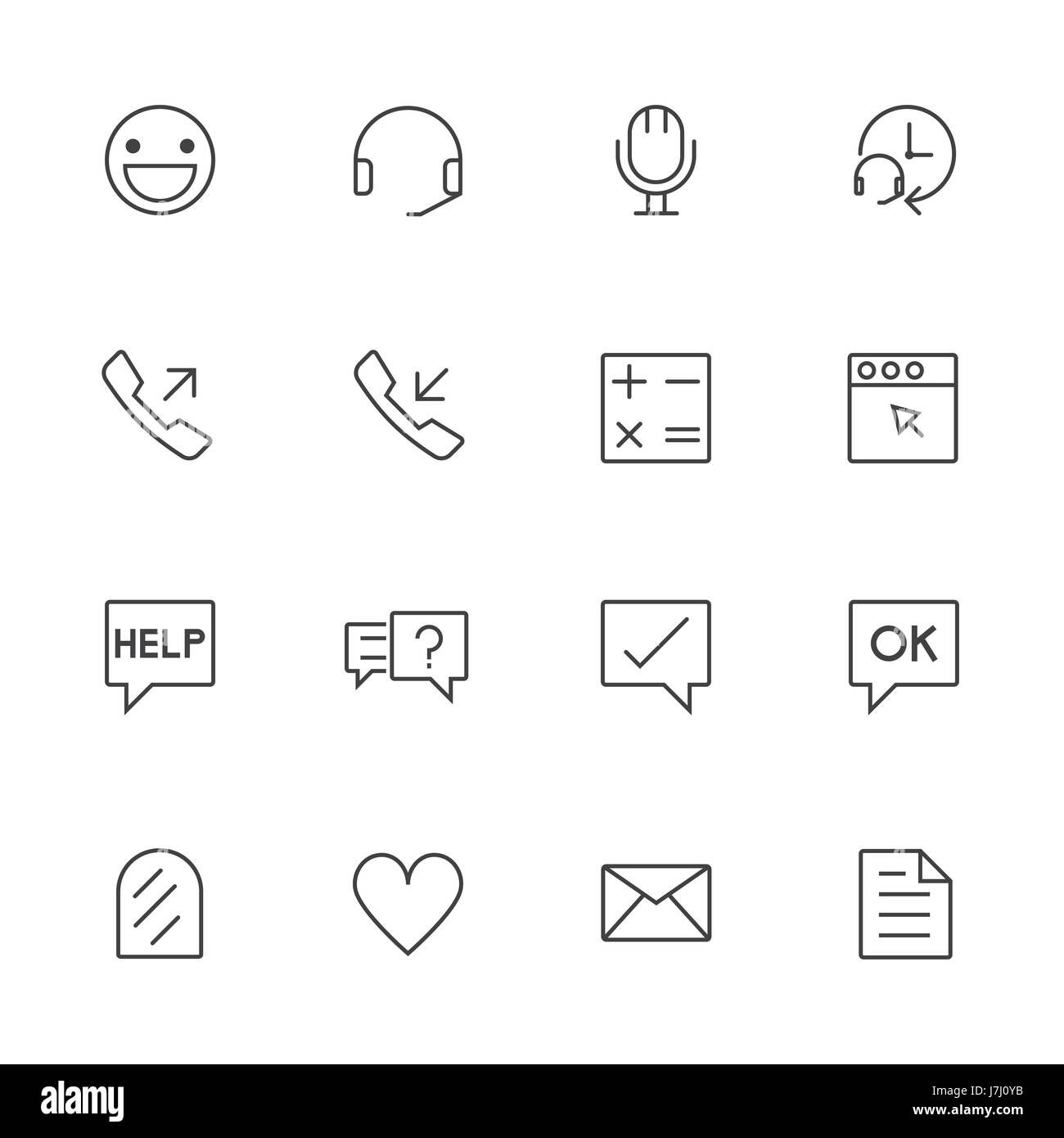 Call Center und Customer Service. Vektor-Linie Icons set Stock Vektor