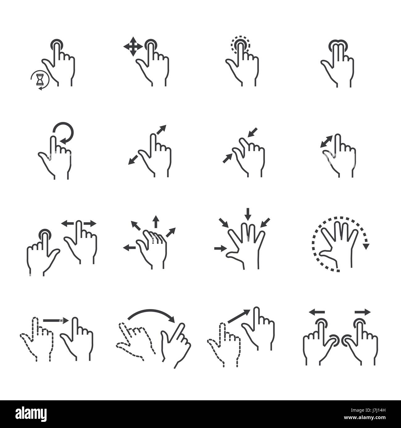 Geste Symbole für touch-Geräte Stock Vektor