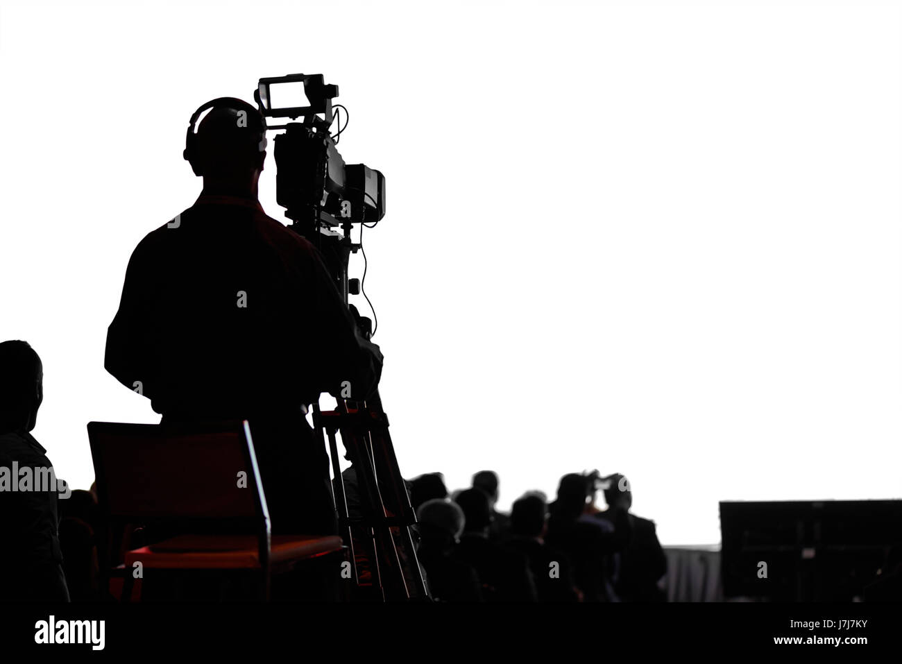 Fernsehen Pressekonferenz Produktion Kameramann silhouette Stockfoto