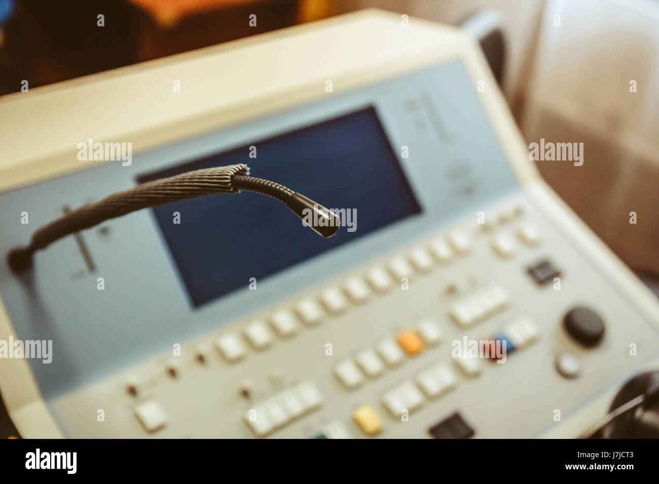 Exterieur des hyperbare Druckkammer. Mikrofon auf medizinische Geräte Stockfoto