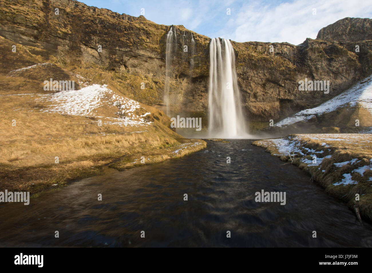 Seljalandsfoss 60m Wasserfall - sudhurland, Island Stockfoto