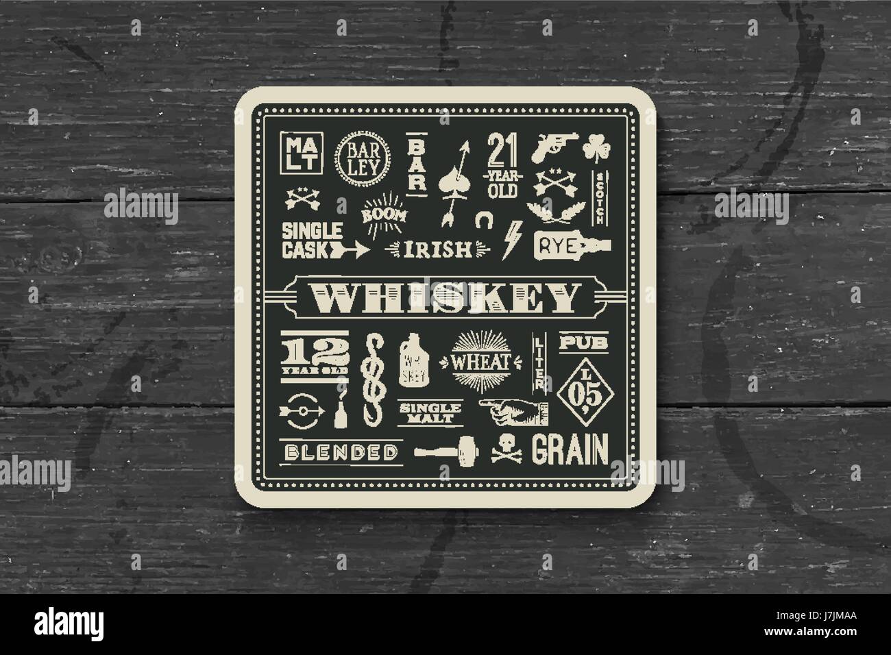 Untersetzer für Whiskey und Alkohol trinken Stock Vektor