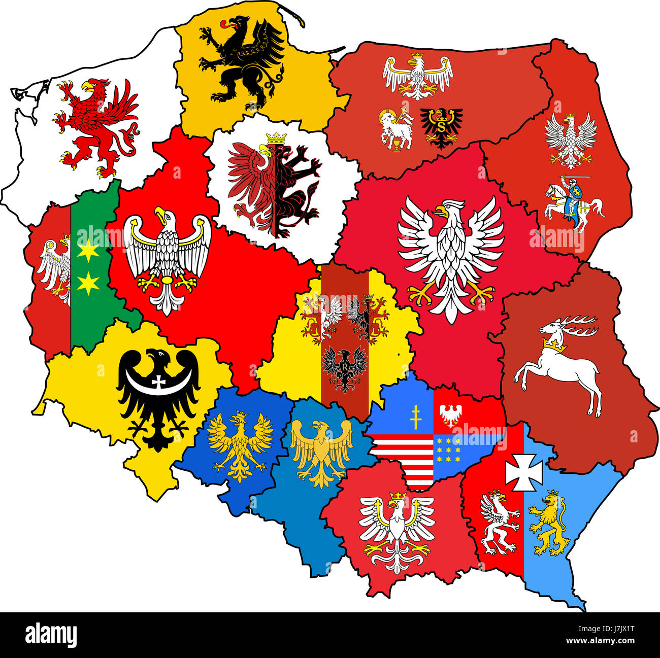 politische Abbildung Flagge Adler Polen Verwaltung polnischen Region Polieren Stockfoto