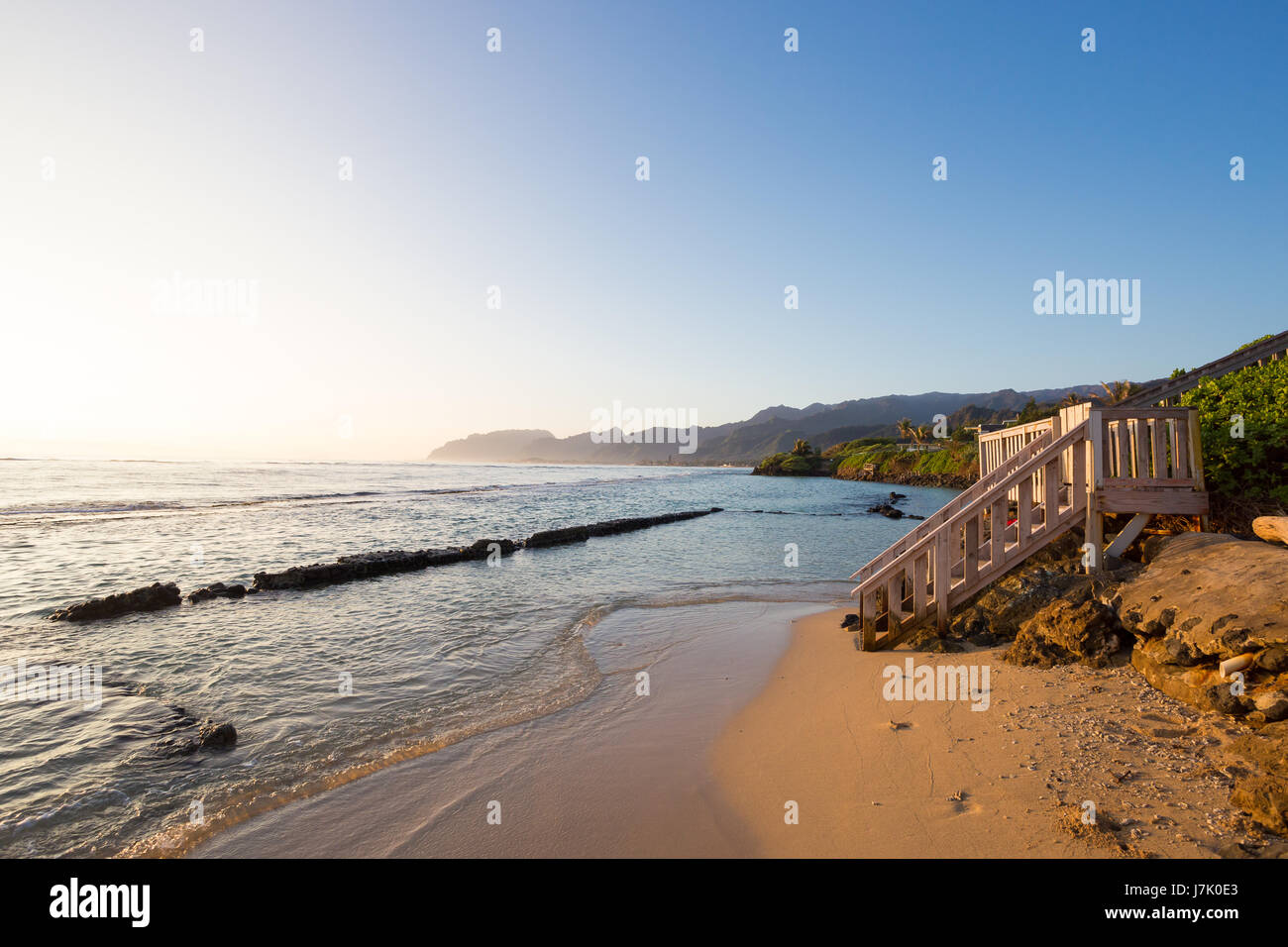 Tropical Paradise Strand Oahu Hawaii Stockfoto