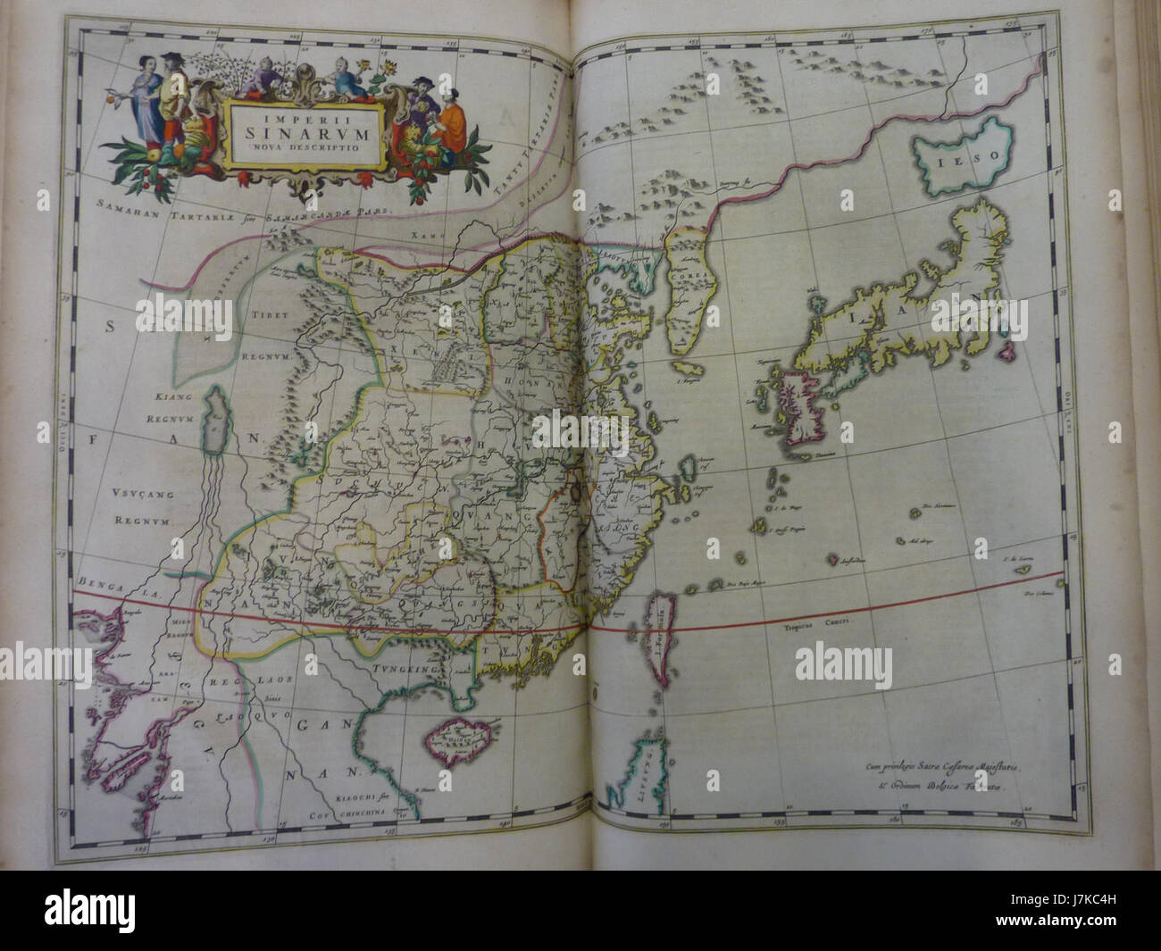 Eine Karte aus dem Jahr 1655 aus dem „Atlas Maior“, die China als „Novus Atlas Sinensis“ darstellt. Stockfoto