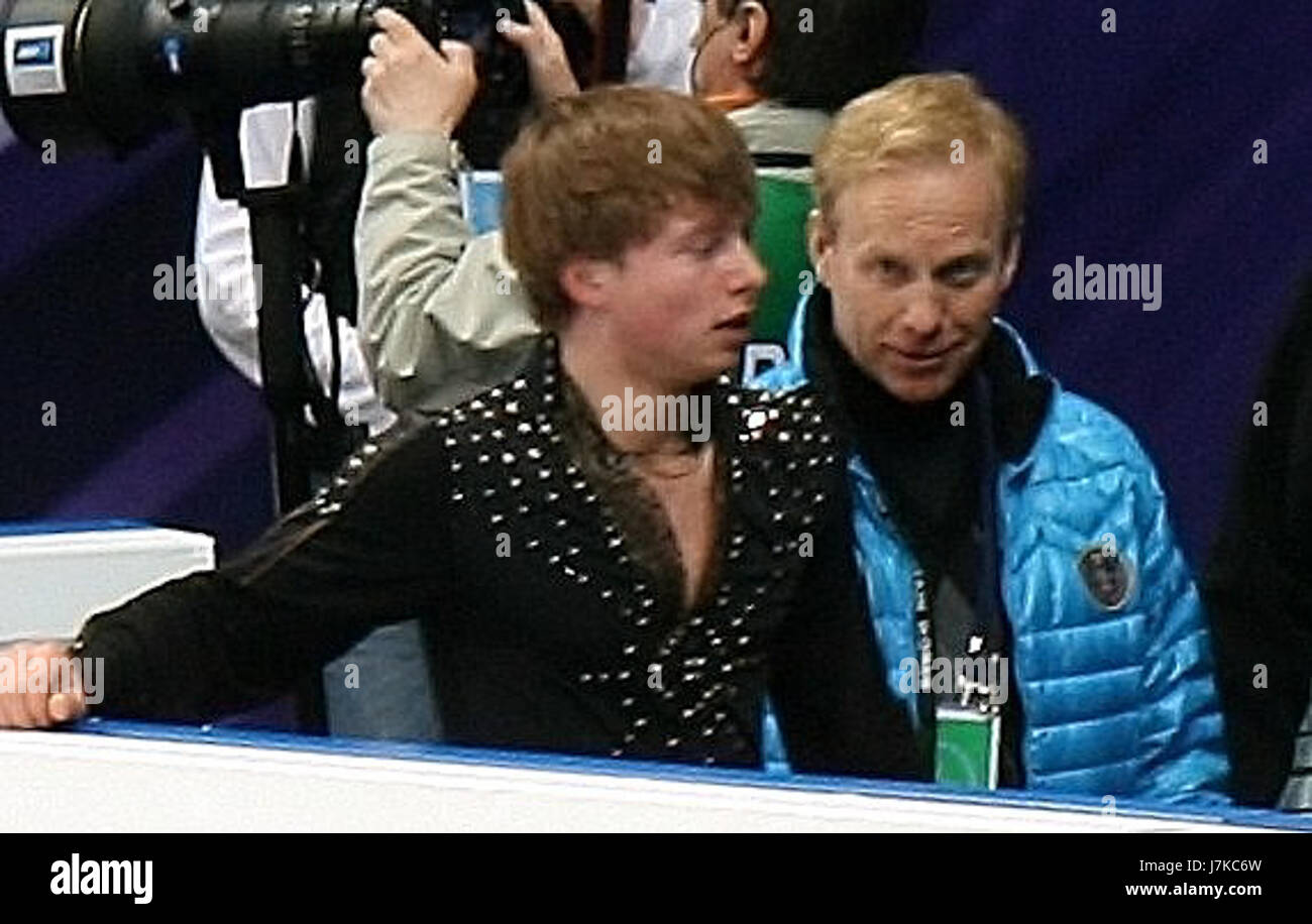 Alexander Majorov ist eine bemerkenswerte Figur auf dem Gebiet des Eiskunstlaufs. Seine Leistung bei der WFSC (World Figure Skating Championships) 2011 zeigte sein technisches Können und seine Kunstfertigkeit und zeigte seine Leichtathletik und Leistung auf Eis. Stockfoto