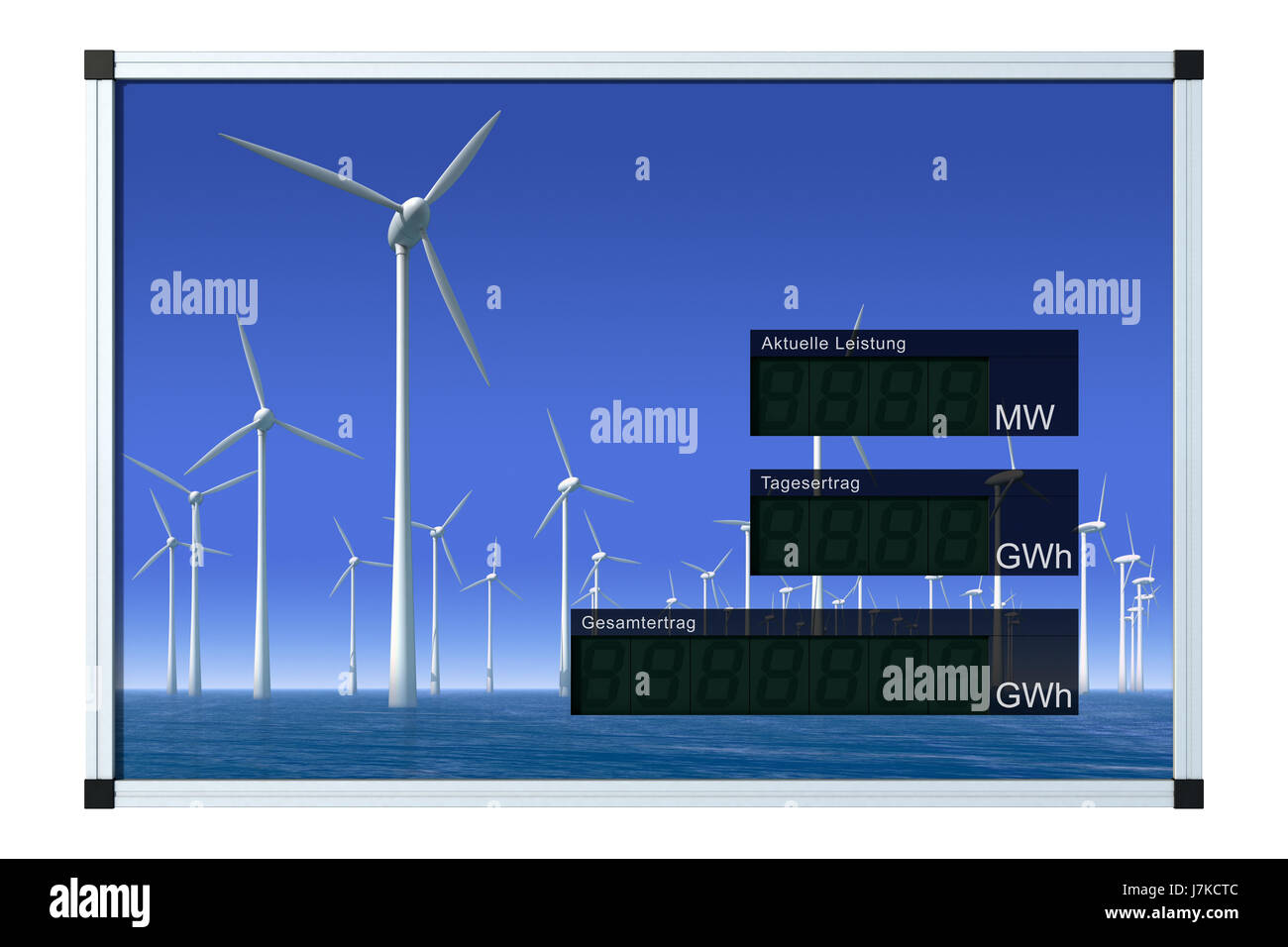 Megawatt Kilowatt Pfad Angabe Werbung blau Schneidumgebung Stockfoto