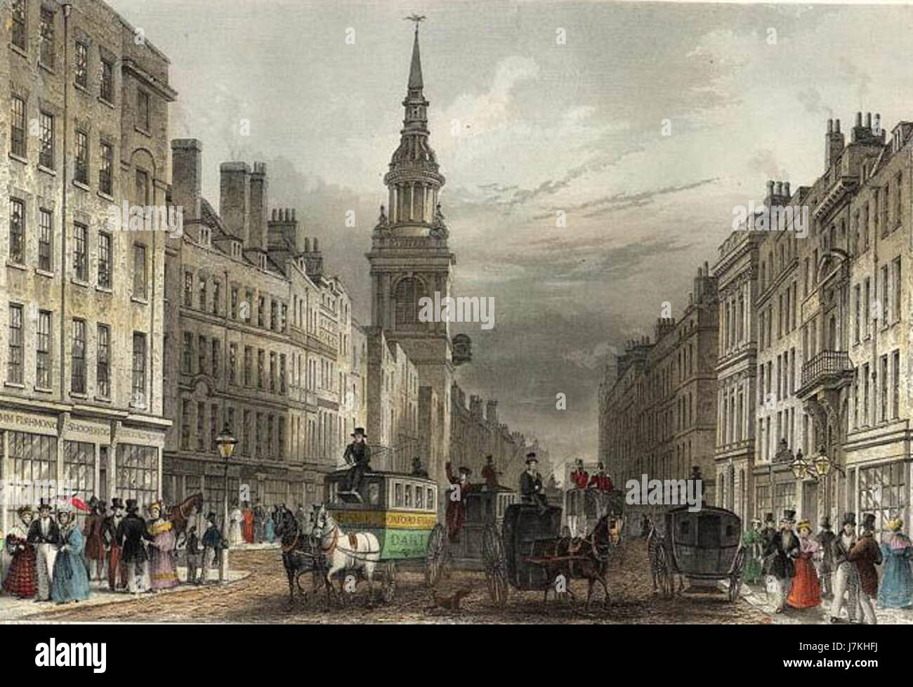 Cheapside und Bow Church gestochen von W.Albutt nach T.H.Shepherd Publ 1837 bearbeitet Stockfoto