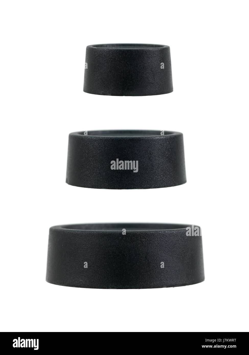 Antike schwarze dunkelhäutige kohlschwarze tiefschwarze Küche drei isoliert Stockfoto