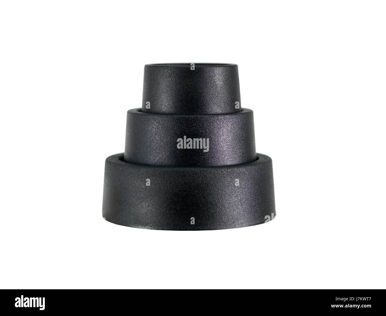 Antike schwarze dunkelhäutige kohlschwarze tiefschwarze Küche drei isoliert Stockfoto