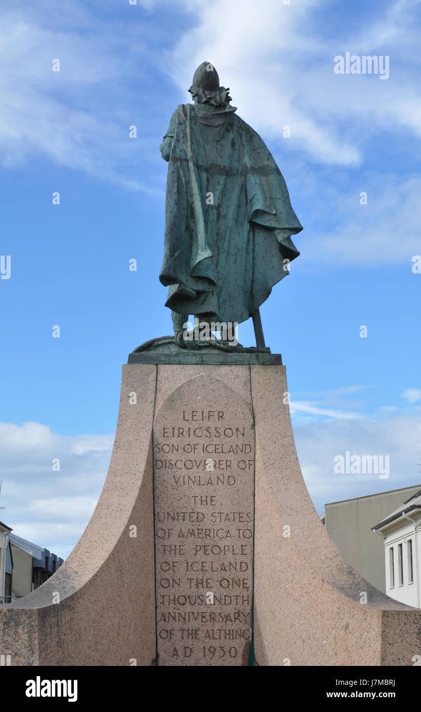 Denkmal, Skulptur Viking Entdecker Wikinger Geschichte Denkmal erinnern Skulptur Stockfoto