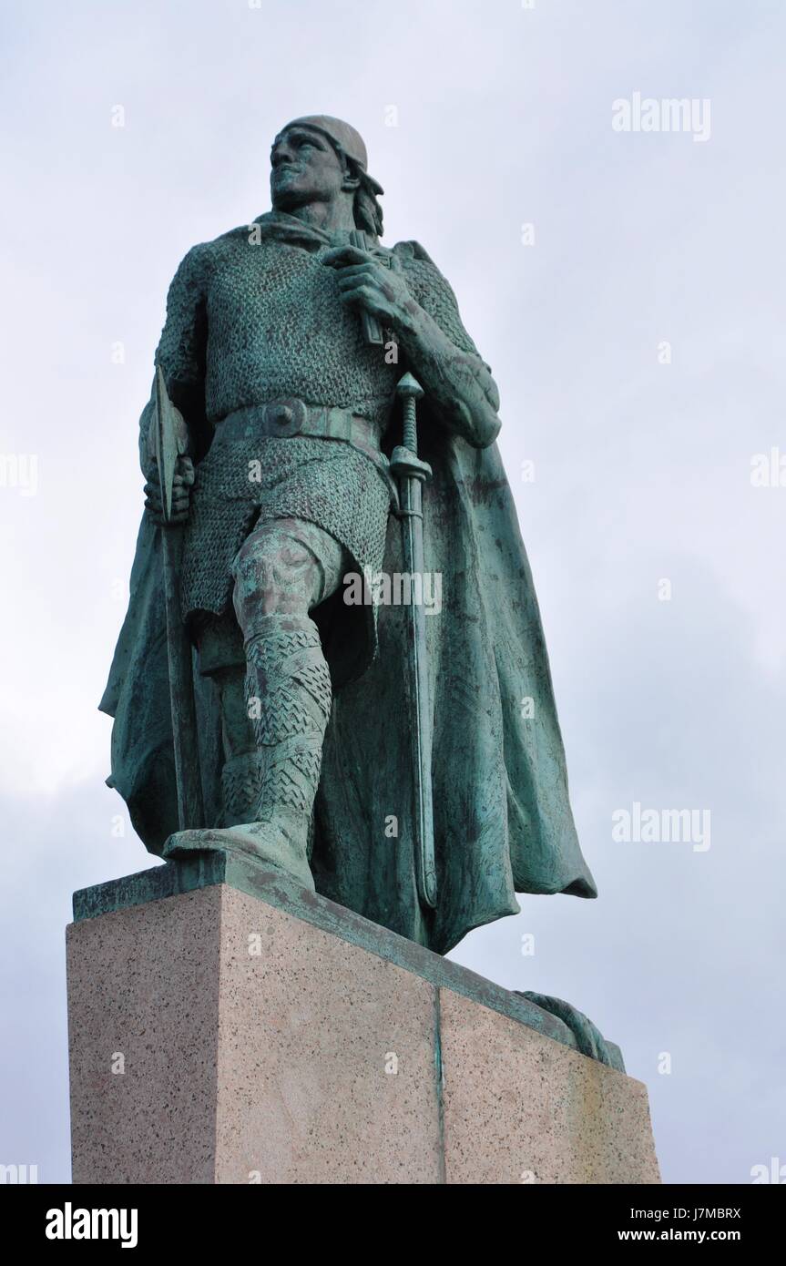 Denkmal, Skulptur Viking Entdecker Wikinger Geschichte Denkmal erinnern Skulptur Stockfoto