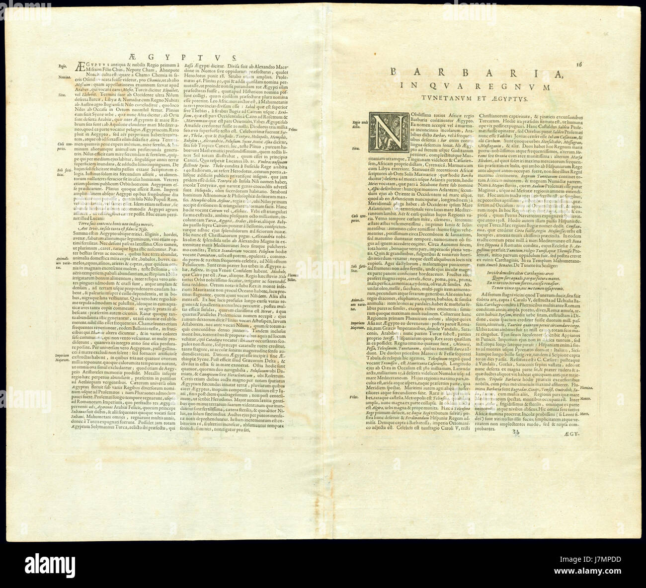 Die Karte „Africa North 1650“ von Jan Janssonius zeigt den afrikanischen Kontinent, wie er im 17. Jahrhundert verstanden wurde, einschließlich wichtiger geographischer Merkmale und politischer Trennungen. Die Karte zeigt Regionen, Handelsrouten und die damals bekannte Welt. Stockfoto