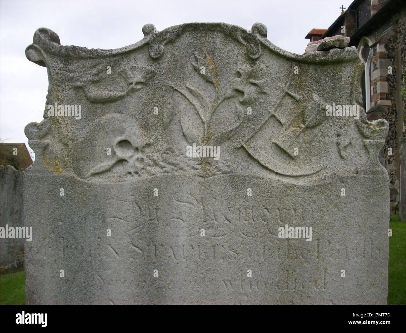 18. Jahrhundert Grabstein, Stein Stockfoto