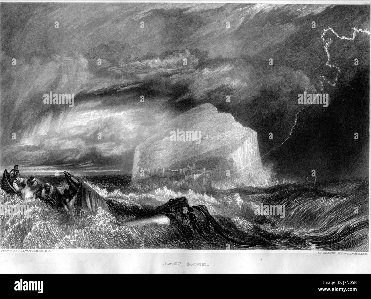Bass Rock Kupferstich von William Miller nach Turner Stockfoto