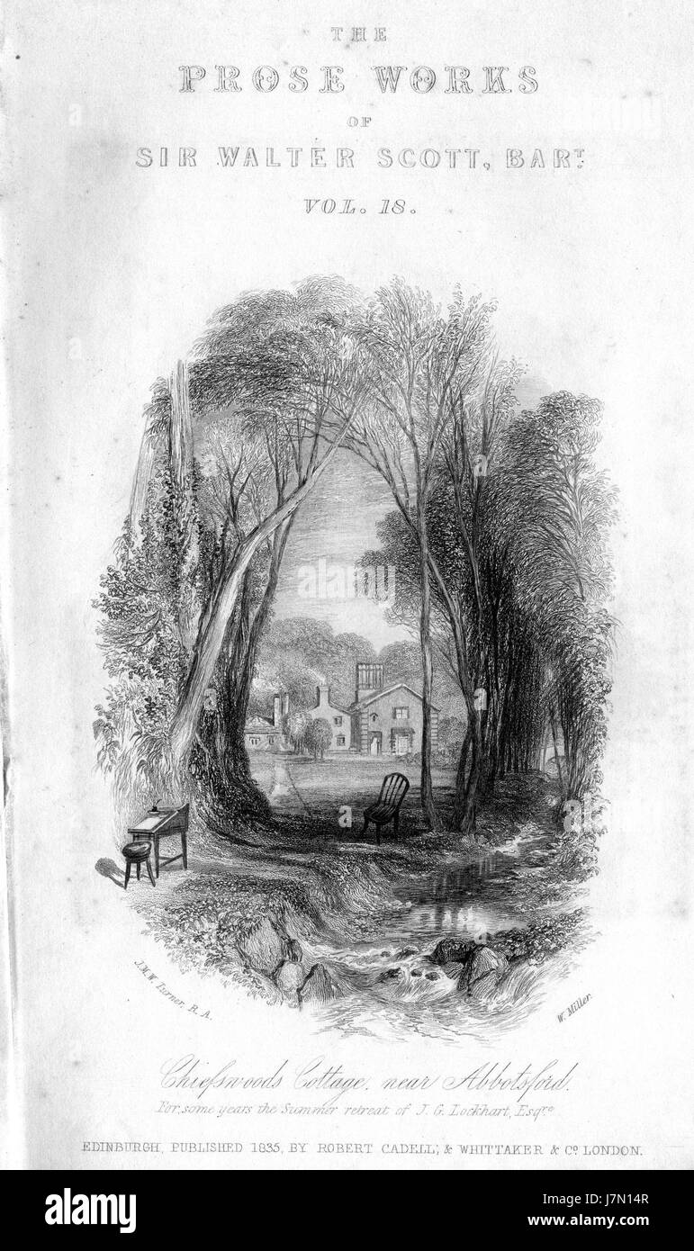 Chiefswood Cottage Vol 18 Kupferstich von William Miller nach Turner R541 Stockfoto