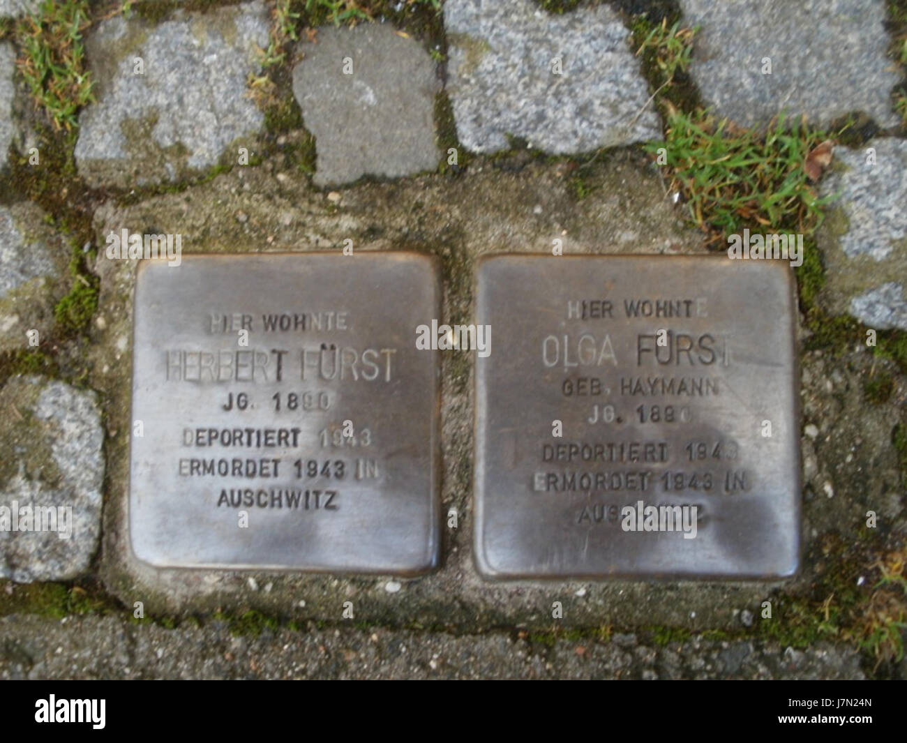 20120113Stolpersteine Saarbruecken4 Stockfoto