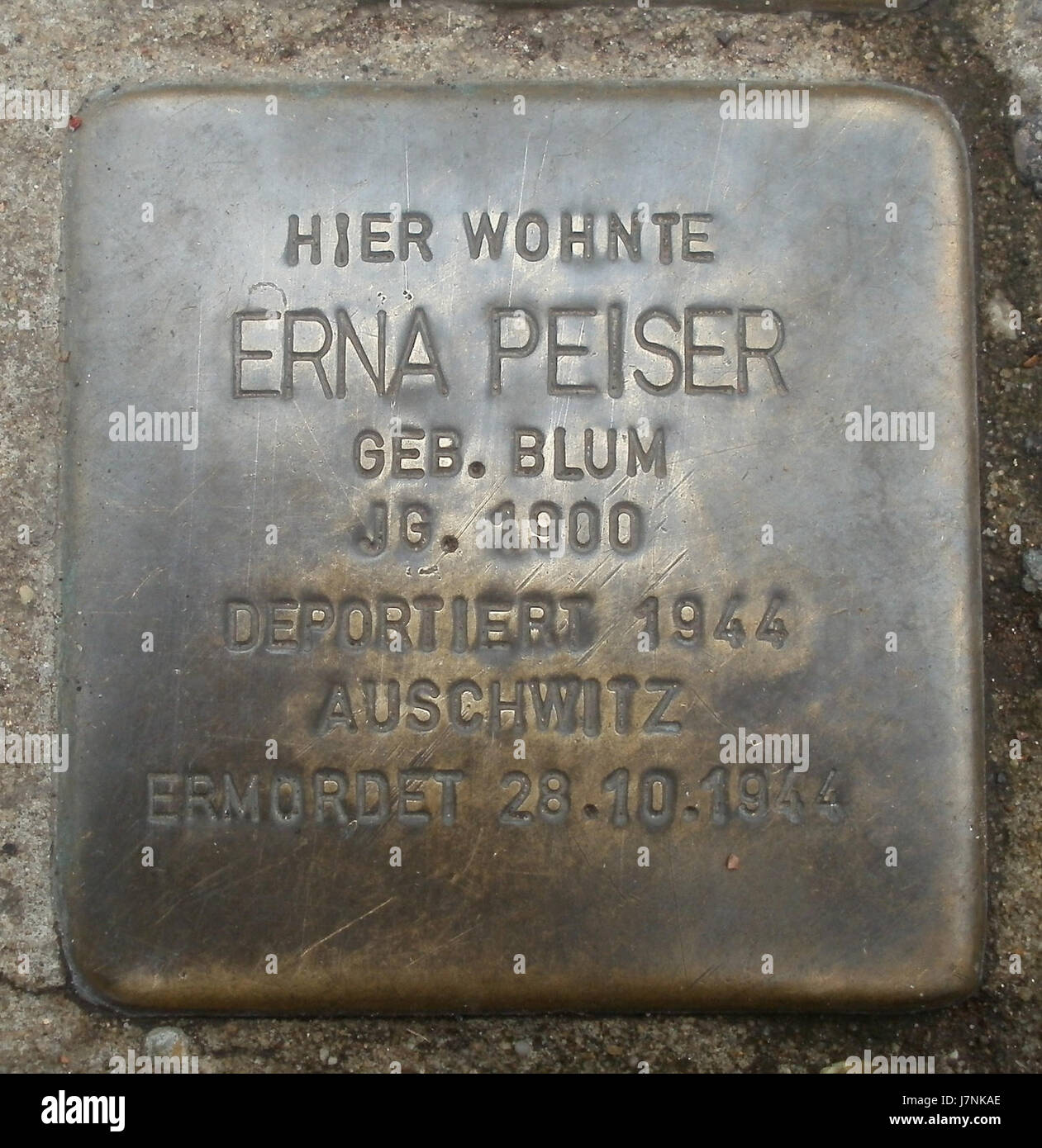 20120519Stolpersteine Mozartstr Saarbruecken5 Stockfoto