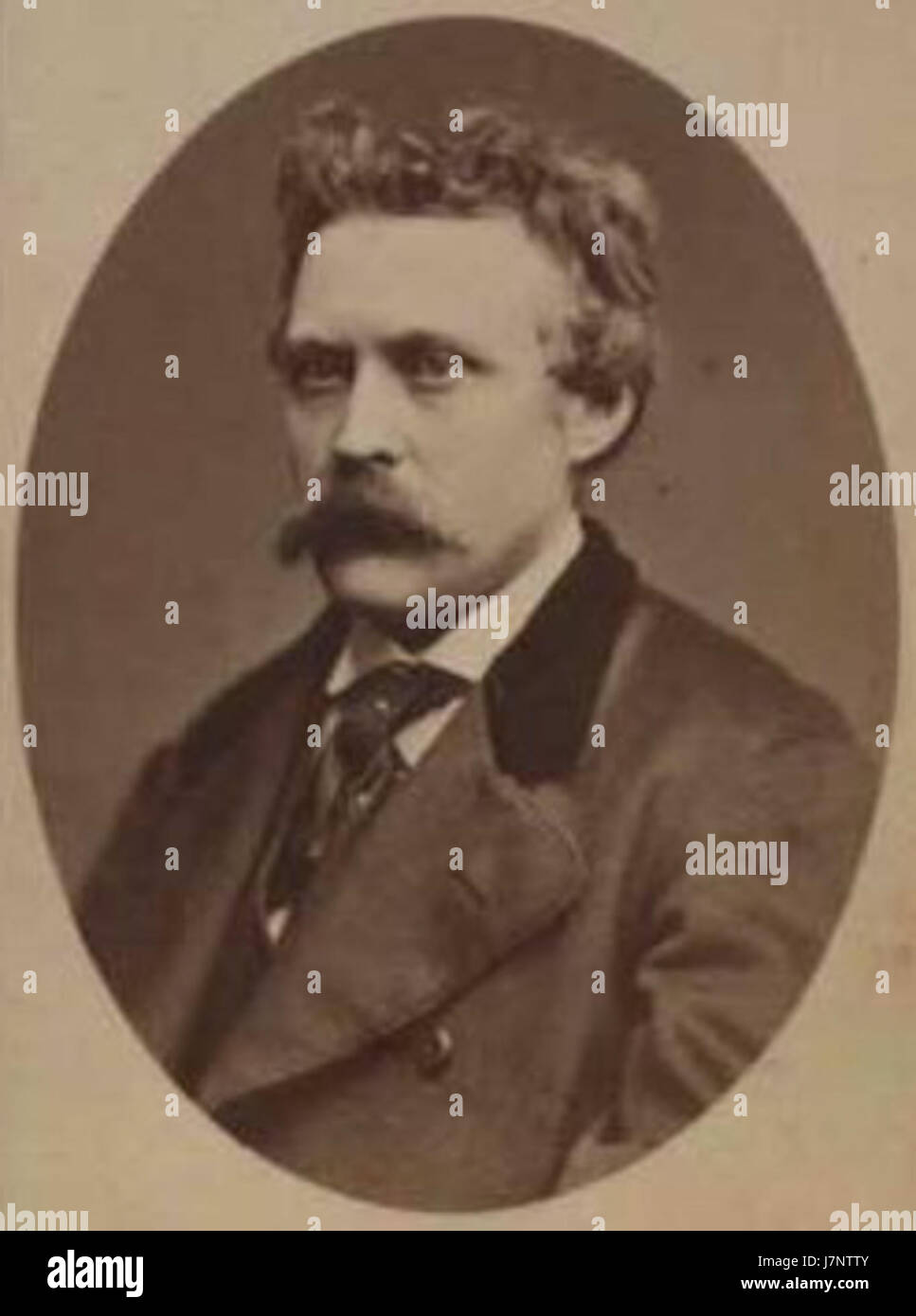 Dieses von Sinding geschaffene Porträt von Andreas Riis Carstensen aus dem Jahr 1867 spiegelt den künstlerischen Stil und das soziale Umfeld Dänemarks während des 19. Jahrhunderts wider. Stockfoto