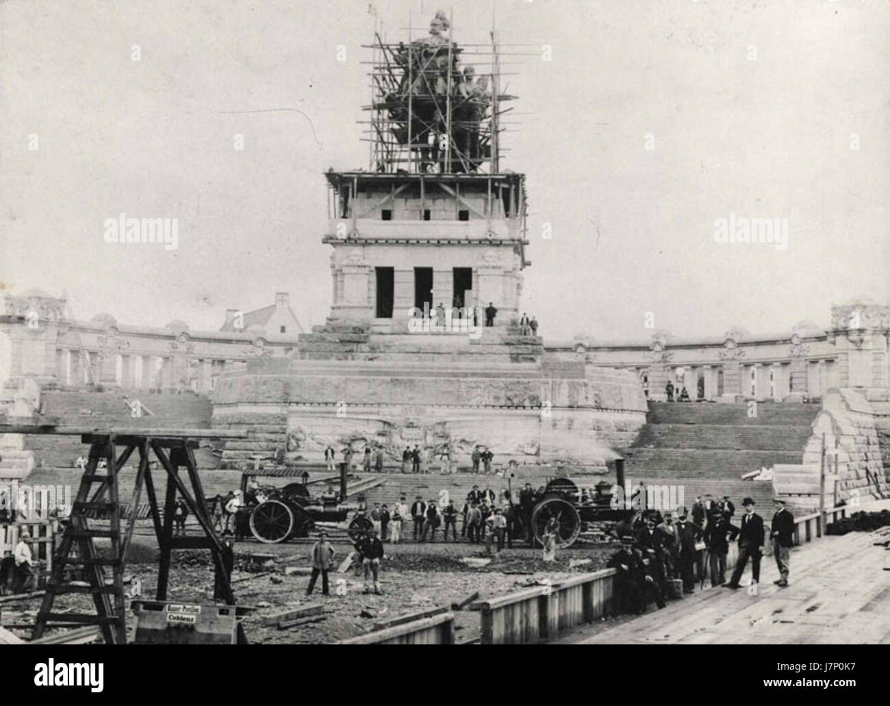 Bauarbeiten Deutsches Eck Koblenz 1897 Stockfoto