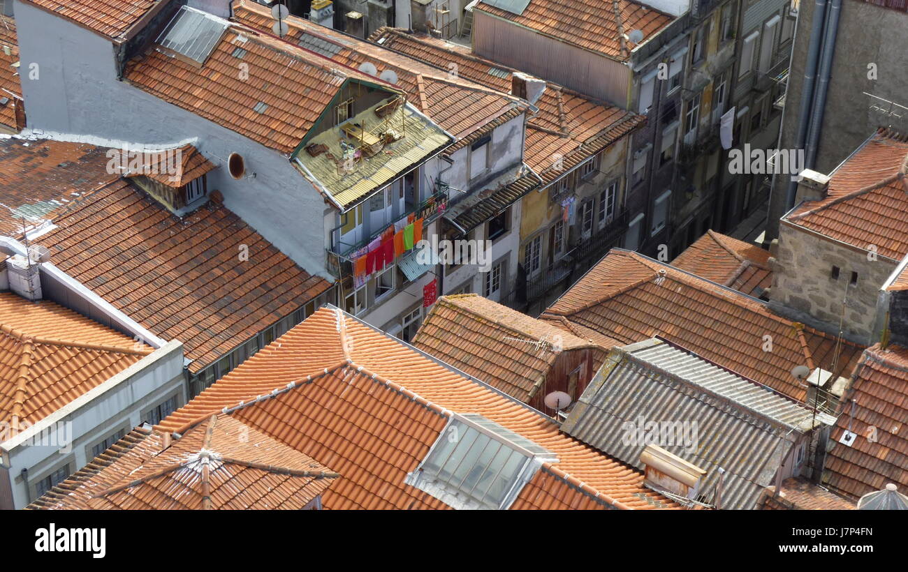 Luftperspektive Portugal Ziegel auf dem Dach rot Luftperspektive Stadt Stockfoto