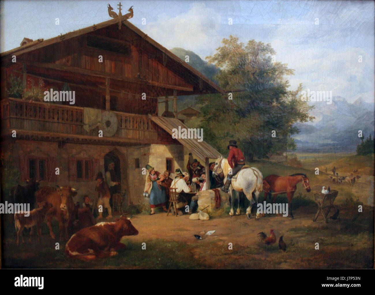 Die 1837 entstandene Froehliche Heimkehr von Habenschaden ist eine Anagorie, die eine künstlerische Darstellung einer freudigen Rückkehr oder Heimkehr reflektiert und möglicherweise ein historisches oder kulturelles Ereignis illustriert. Stockfoto