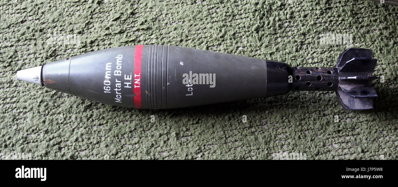 160mm Mörser Bombe er TNT, fotografiert bei Aalborg Forsvars Og Garnisonsmuseum Stockfoto