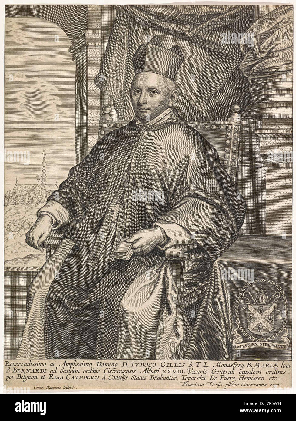 Coenraet Waumans, Frans Denys Porträt von Abt Judocus Gillis Stockfoto