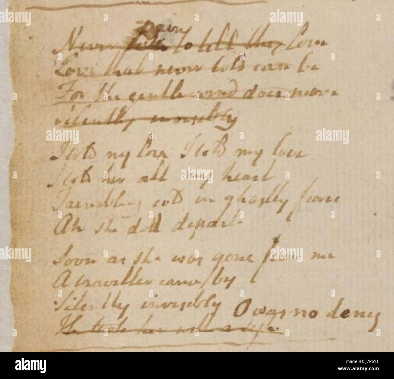 Blake Manuskript nie Schmerzen, deine Liebe zu sagen Stockfoto