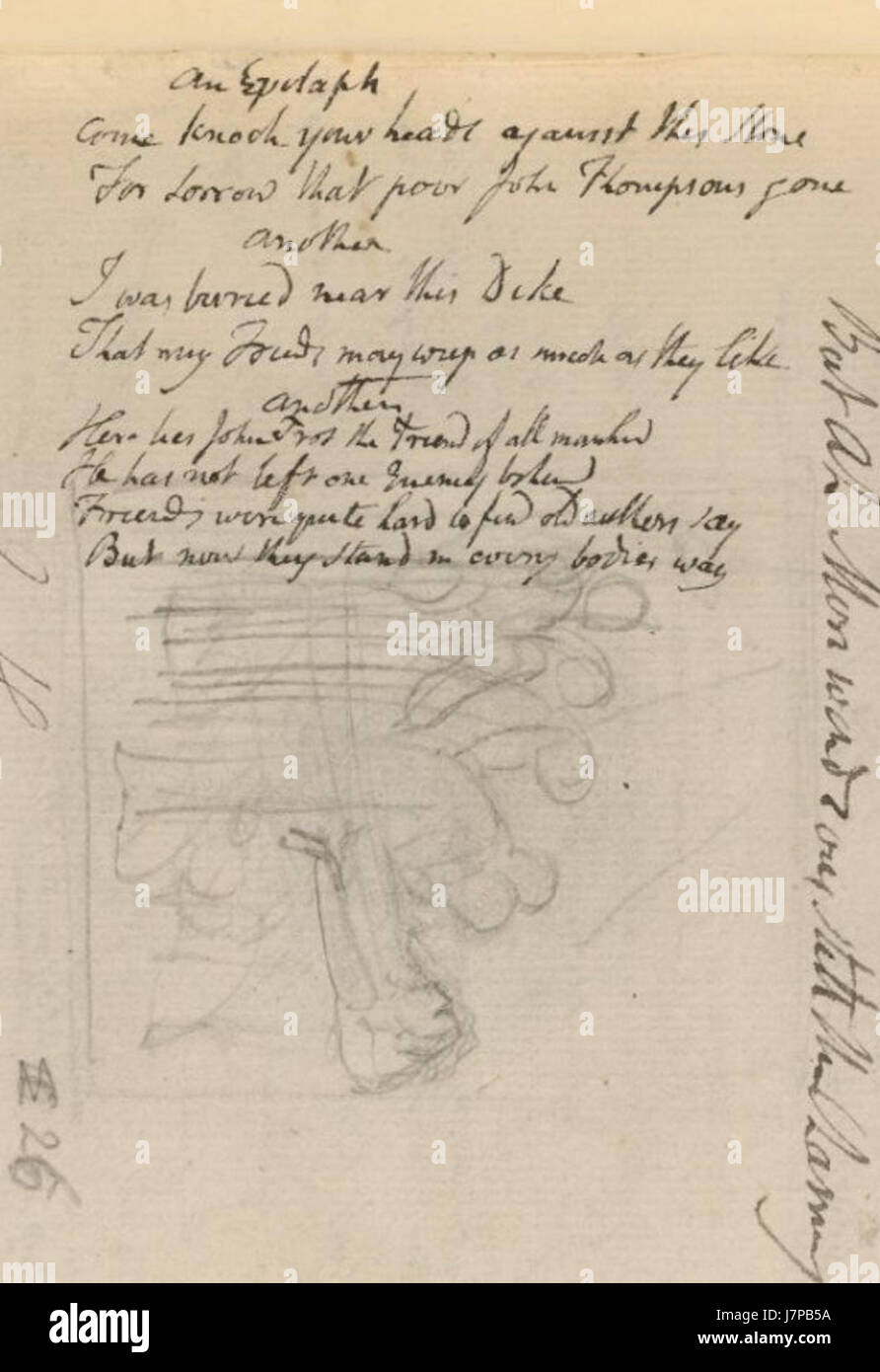Blake Manuskript Notebook 1808 39 41 Epitaphien Stockfoto