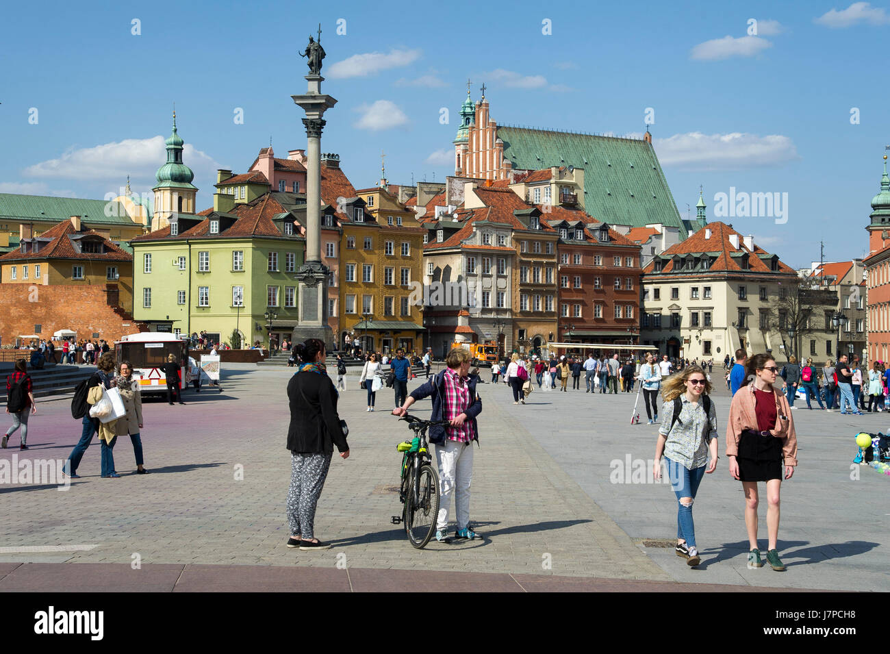 Schlossplatz (Plac Zamkowy), König Zygmunt III Waza Statue (Kolumna Zygmunta) und St. Johns erzkathedralen in der Warschauer Altstadt Weltkulturerbe b aufgeführt Stockfoto