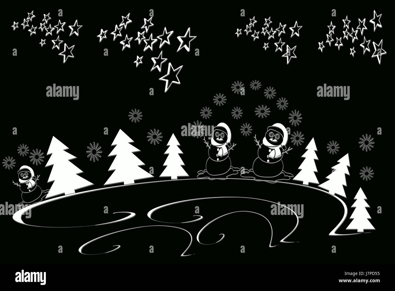 Symbole Weihnachten Karte Weihnachten Weihnachten x-mas schwarze Grafik Advent dunkelhäutigen Stockfoto