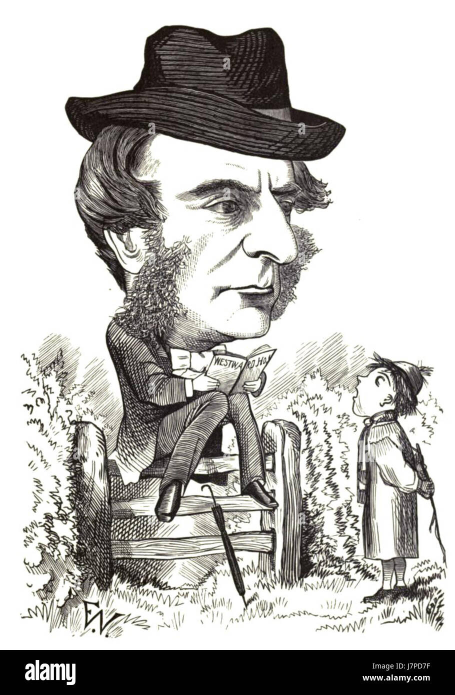 Charles Kingsley (1819–1875) war ein englischer Schriftsteller, Historiker und Geistlicher. Zu seinen Werken zählen die Wasserbabies und Westward Ho!. Dieser Bezug ist wahrscheinlich auf eine Darstellung oder Diskussion von Kingsleys Leben und Vermächtnis, die in der Waddy-Biografie von 1872 aufgenommen wurde. Stockfoto