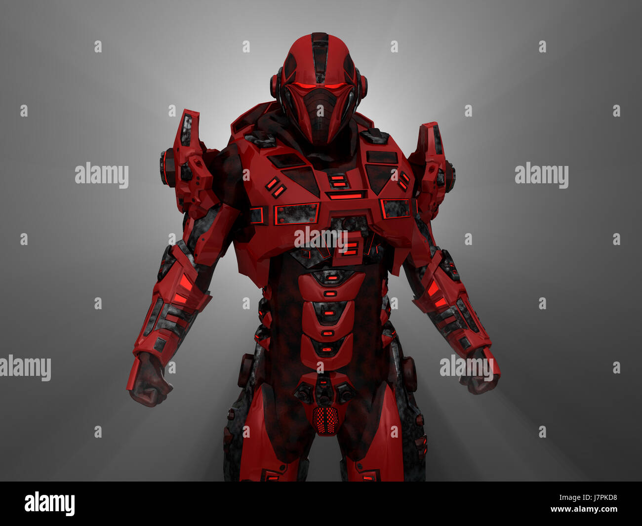 Soldat futuristische mechanische android Rüstung Roboter Automat Maschinenkunst Stockfoto