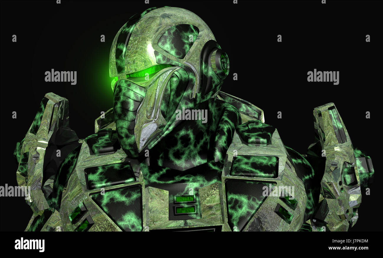 Soldat futuristische mechanische android Rüstung Roboter Automat Maschinenkunst Stockfoto