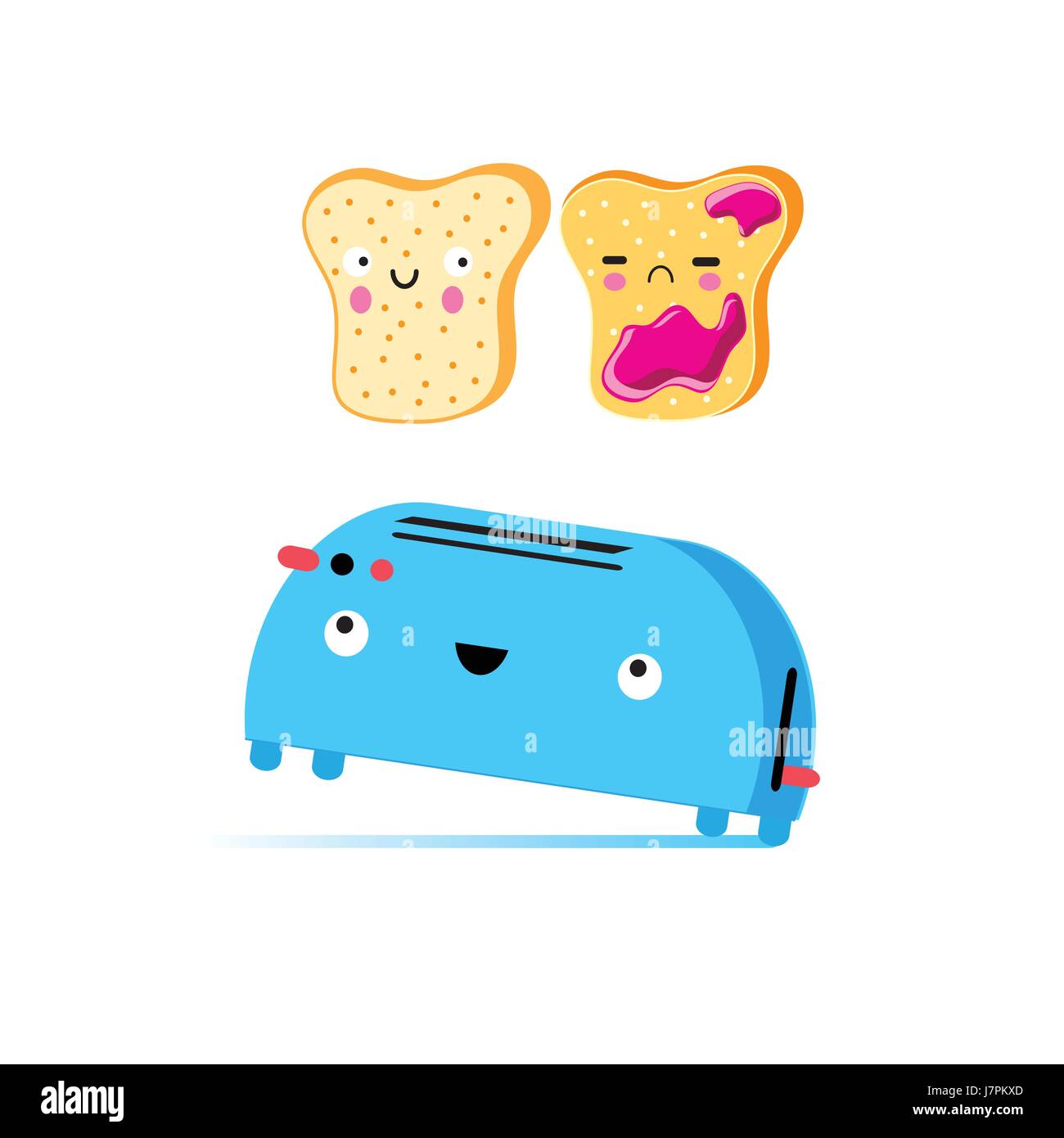 Lustige Vektor Cartoon Toast und toaster Stock Vektor