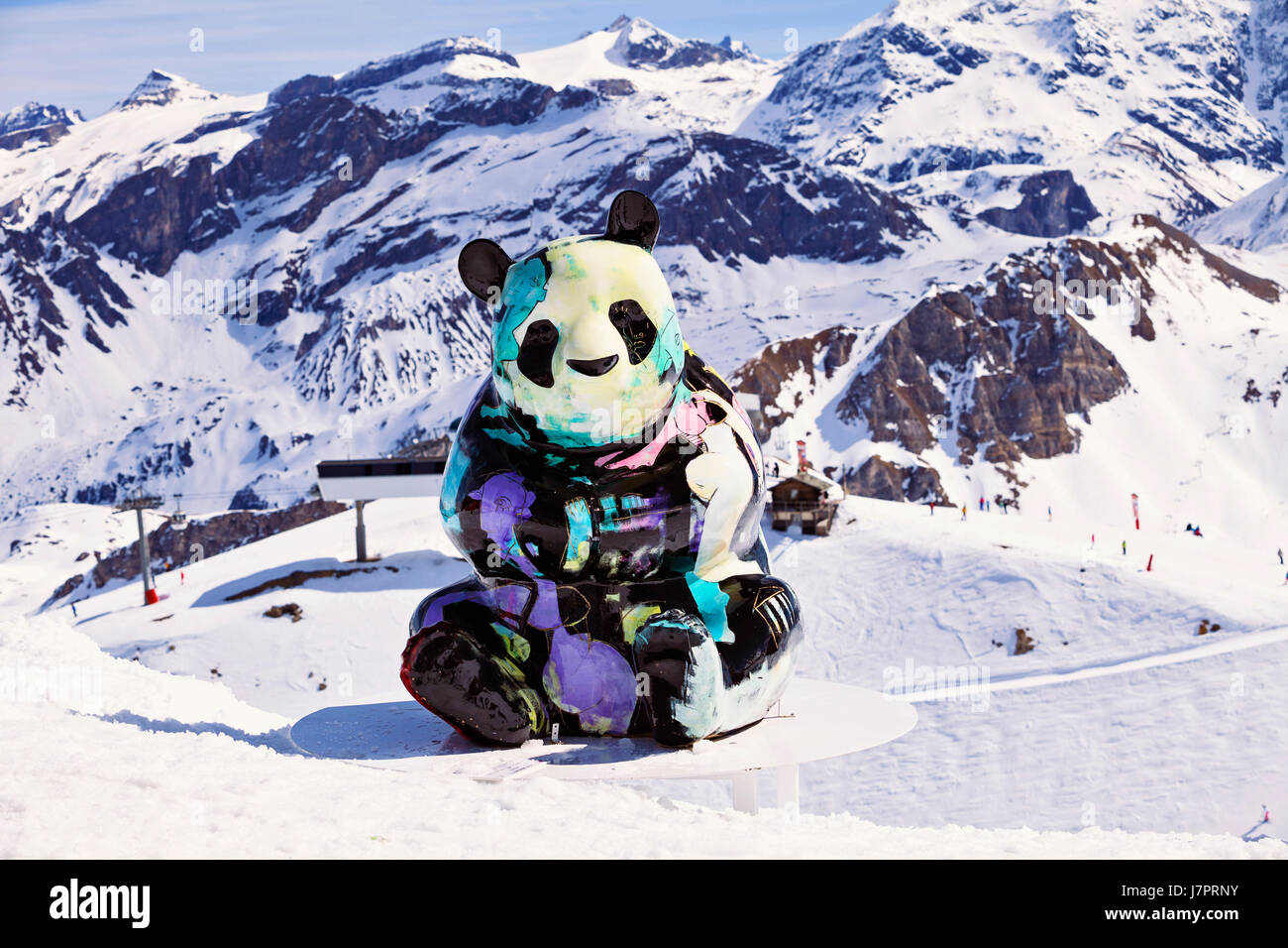 Sommet de Saulire, Meribel, drei Täler, Französische Alpen, Frankreich. Gipfel der Saulire. 2700 m Julien Marinetti Skulpturen, BA Le Panda Stockfoto