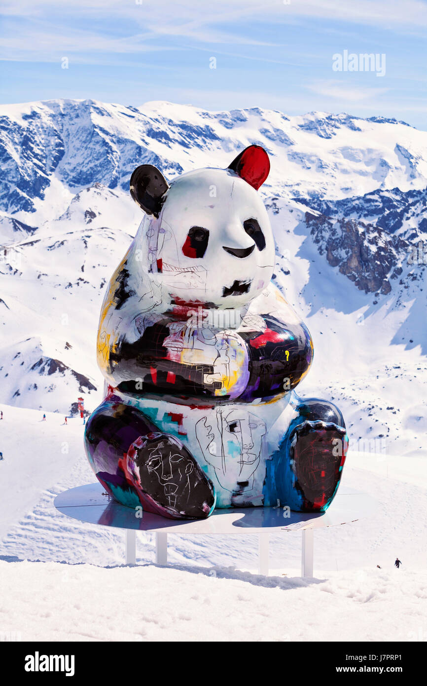Sommet de Saulire, Meribel, drei Täler, Französische Alpen, Frankreich. Gipfel der Saulire. 2700 m Julien Marinetti Skulpturen, BA Le Panda Stockfoto