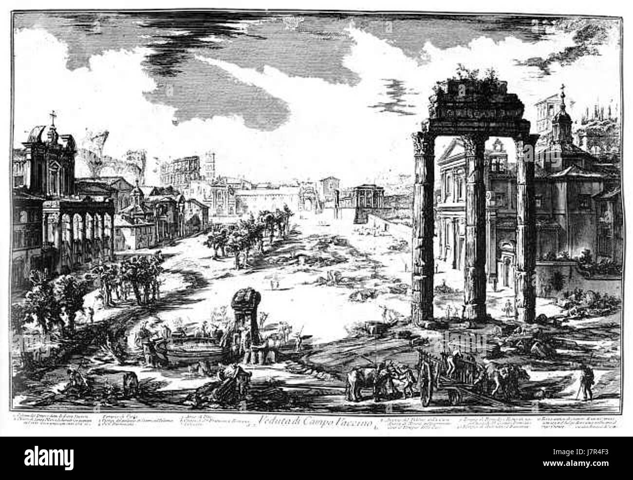 Battista Piranesi Tempel des Castor und Pollux Stockfoto