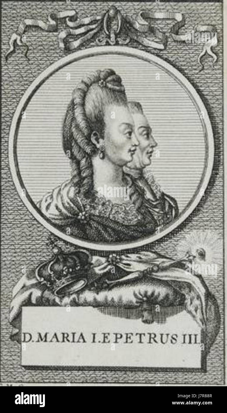 Zeichnung von Königin Maria Ehemann i. von Portugal mit ihrem Pedro III von Manuel da Silva Godinho Stockfoto