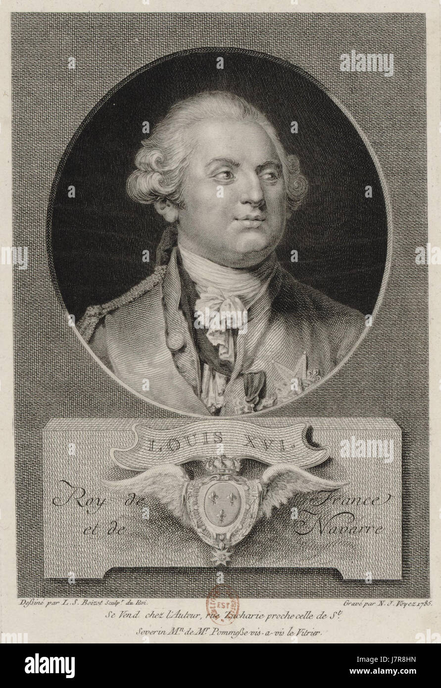 Das Porträt Ludwigs XVI. Von Frankreich, das der Künstler Voyez 1785 gemalt hat, fängt den französischen König vor der Revolution ein und symbolisiert die königliche Ära und die letzten Jahre der Monarchie. Stockfoto