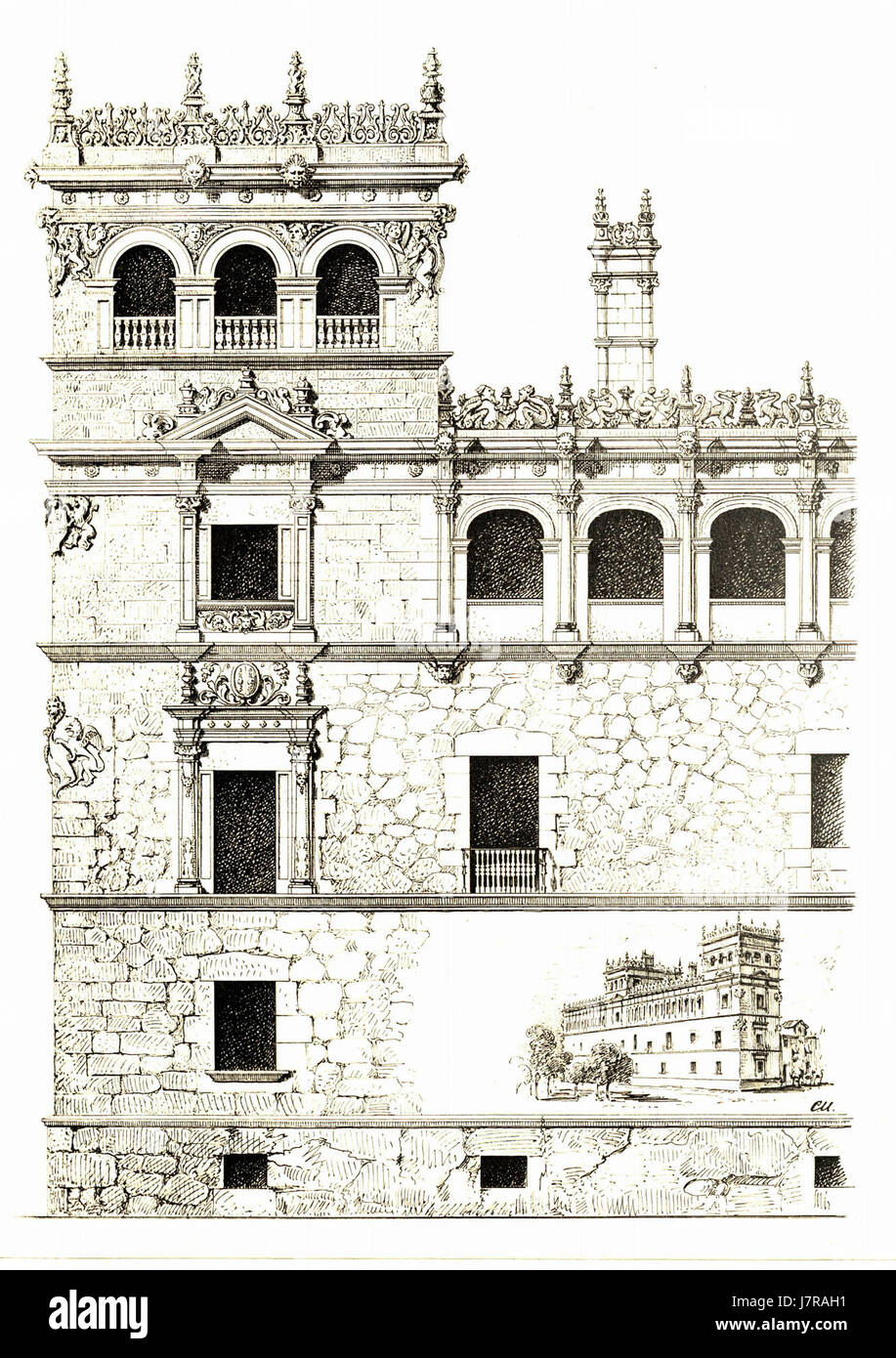 114a Tafel 4 Salamanca Fassadendetail Casa Monterey Stockfoto
