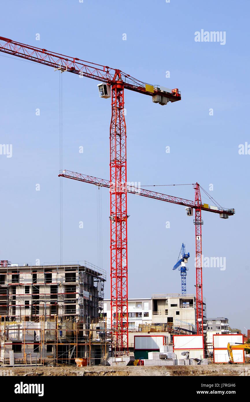 Bagger bestimmten Landnutzung Bereich Immobilien Haus bauen Kran Baustelle Stockfoto